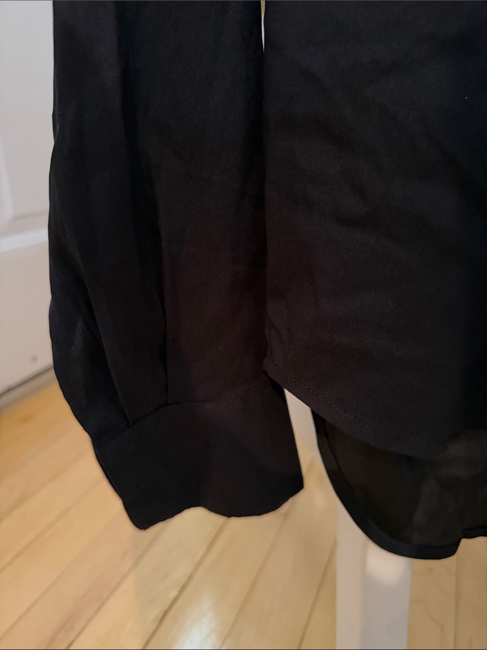 Ann Taylor Black Tie-Neck Long-Sleeve lightweight Blouse - Picture 3 of 5